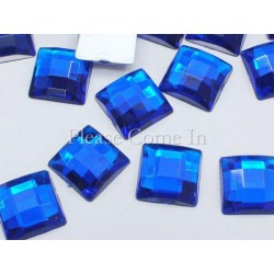 5 strass carré large bleu 10mm à multiples facettes