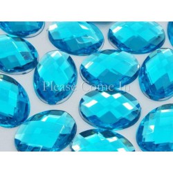 5 strass ovale large 18*13 mm à multiples facettes turquoise