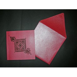Faire-part carte & enveloppe rouge irisé 2