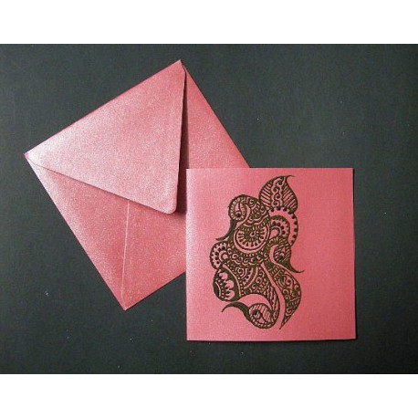 Faire-part carte & enveloppe rouge irisé 5